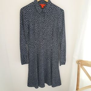 Joe Fresh navy & white printed knee-length flowy shirt dress